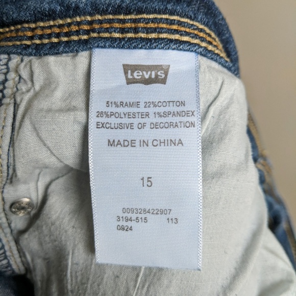[Levi's] Dark Wash Distressed Raw Hem Midi Short - Picture 8 of 8